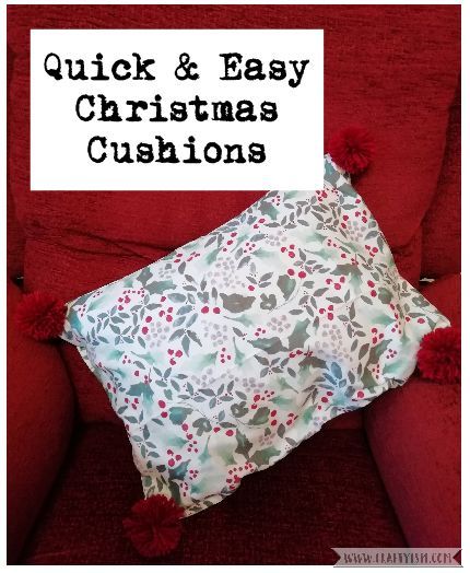 How to tutorial - easy Christmas tea towel pompom cushion | title